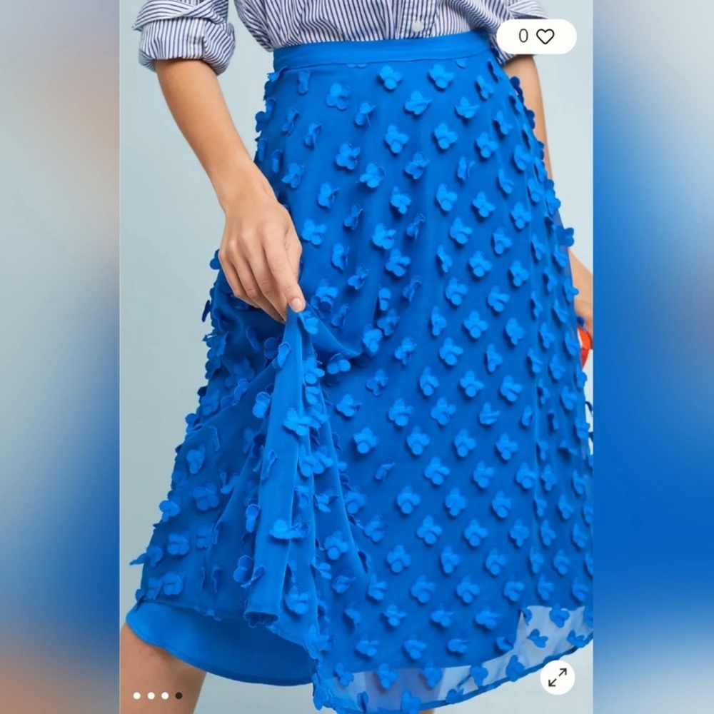 Sz 4 Anthropologie Maeve Blue Floral Midi Skirt